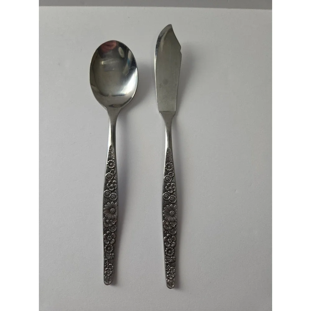 Jardinera Daisy Floral Pattern Interpur SS Japan 43 Piece Flatware Cutlery Set